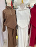 Winter Collar Down Zipper Pullover With Trouser sets